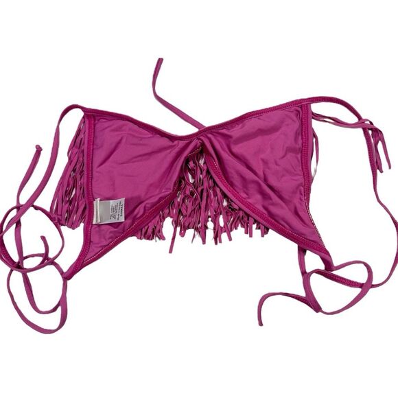 L*Space Size Small Audrey Fringe Halter Bikini Top Swimwear - Picture 6 of 7